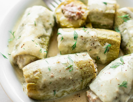 Stuffed Zucchini with egg-lemon sauce